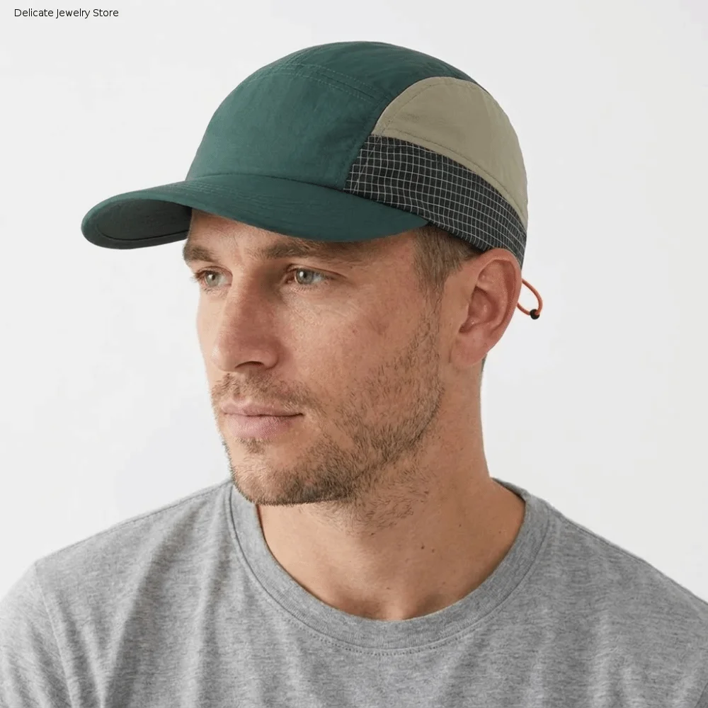 Color-Blocked Quick-drying Baseball Cap Soft Brim Sun Protection Breathable Peaked Cap Retro 5-panel Lightweight