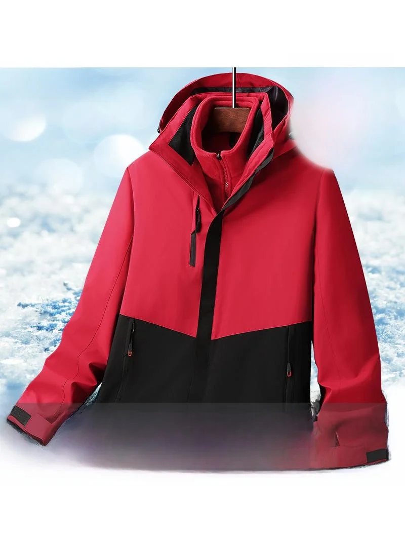 

Thiened Fce Outdoor Climbing Men's Jaet Windproof Tee-in-One Removable Winter Coat Regular Length Zipper Polyester F...