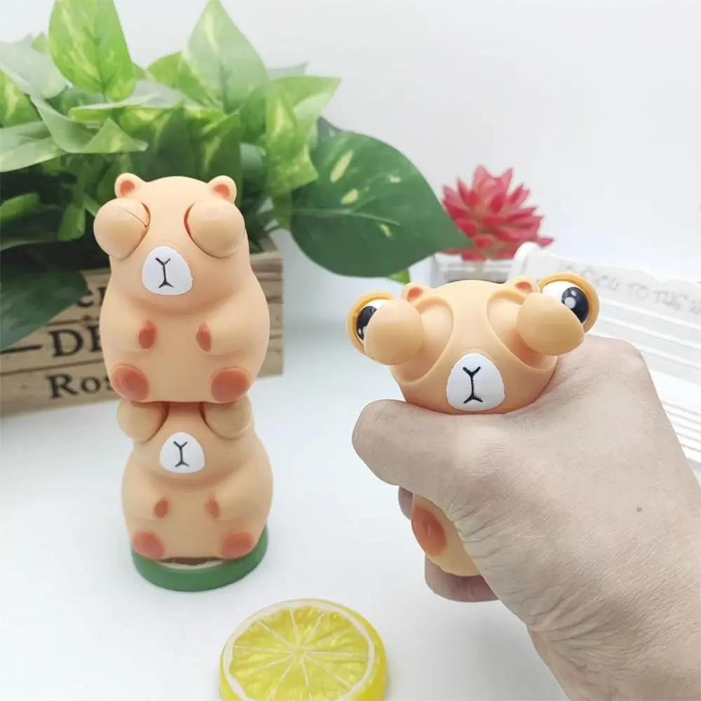 Vinyl Capybara Shape Squeeze Toys Pinch Kneading High-Elastic Squeeze Sensory Toys Blow Bubble Novelty