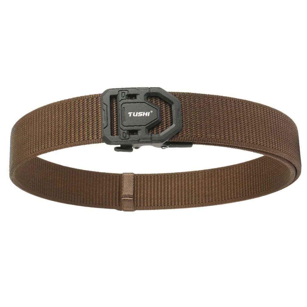 Quick Release Nylon Tactical Belt Inner Steel Strip Shape Retain Framework Dual Lock Buckle Mechanism Reinforced