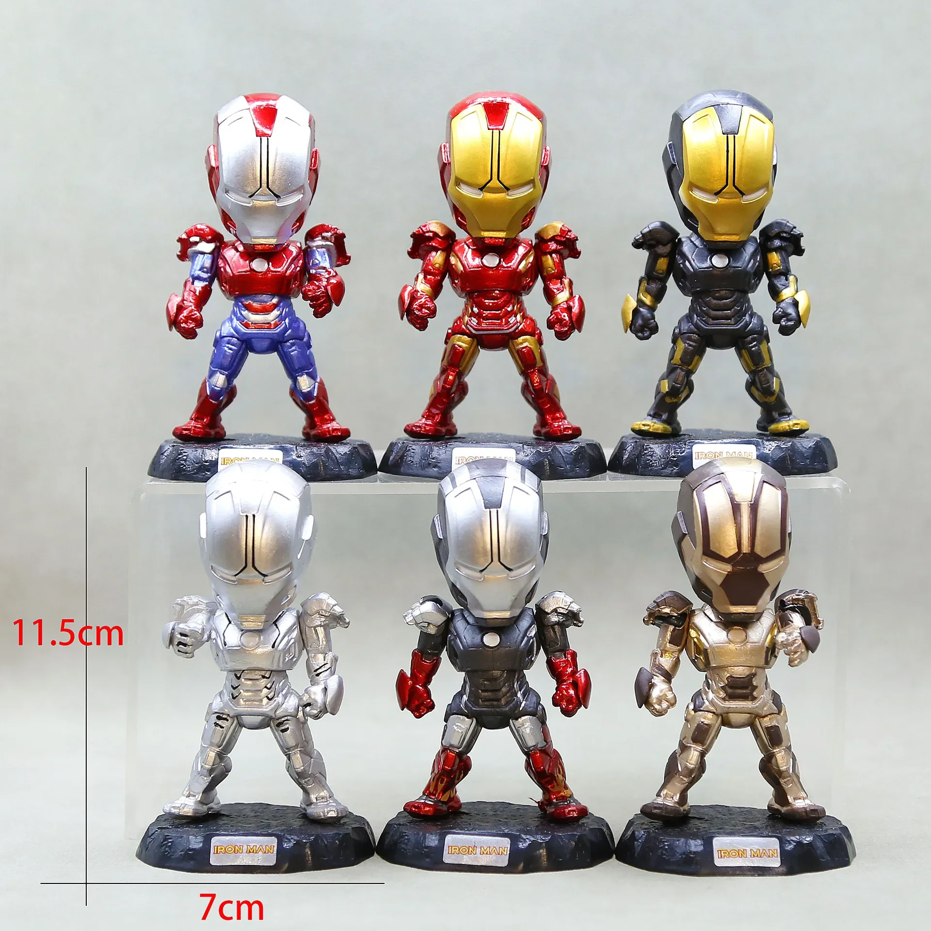 6pcs Iron Man Avengers Figure Classic Iron Man Mark15 Doll Toy Model Pvc Claw Machine Desktop Ornament Gift High Quality