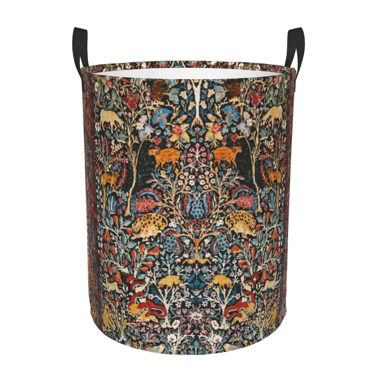 Vintage Antique Persian Carpet Boho Laundry Basket Foldable Large Clothes Storage Bin Ethnic Bohemian Rug Baby Hamper