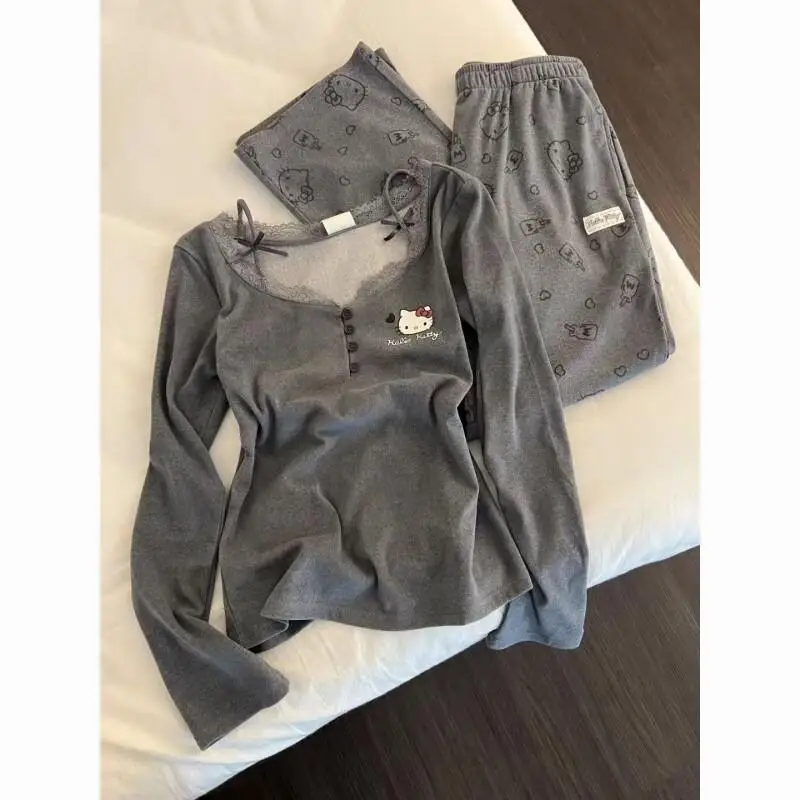 Sanrio hello kitty novo em conjuntos de correspondência calças senhora roupas femininas lançamentos roupas femininas liquidação conjunto produtos calça