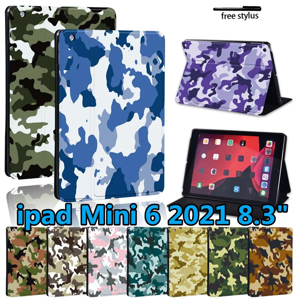 new For Apple IPad Mini 6 8.3 Inch 2021 A2567,A2568,A2569 Tablet cover camouflage print Heavy Duty Ultra Thin Protective Case