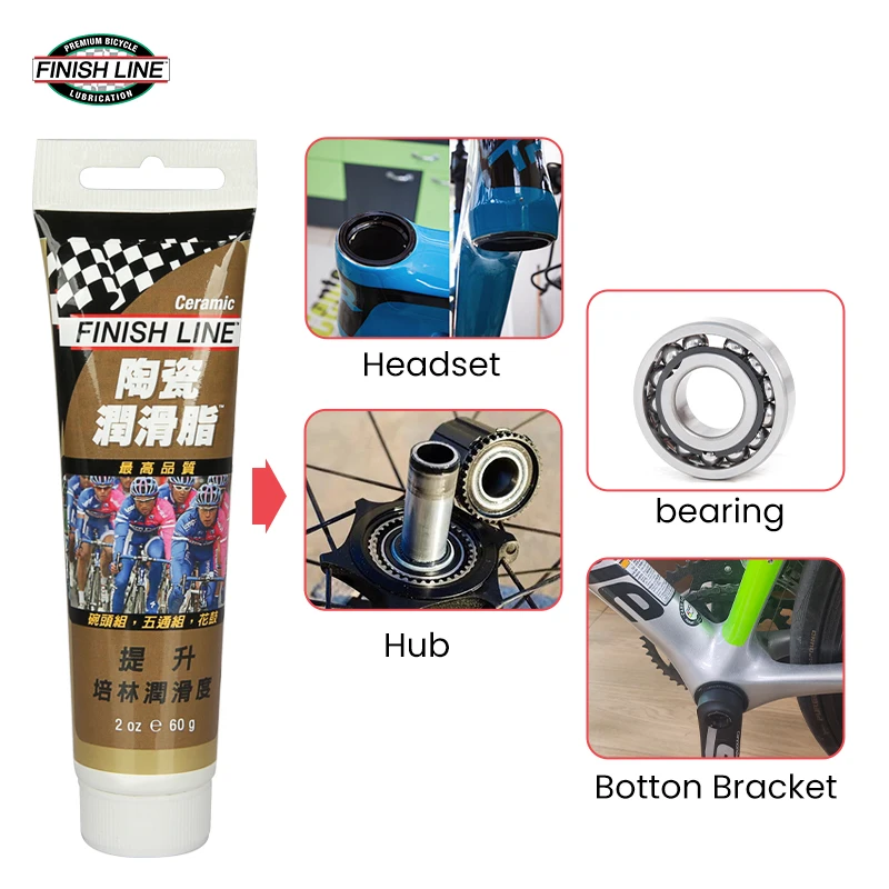 FINISH LINE Bicycle Grease 60g/100g Headset/Bottom Bracket/Hub/Seat Post MTB Road Bike Maintenance Lubricant Grease Bike Lube