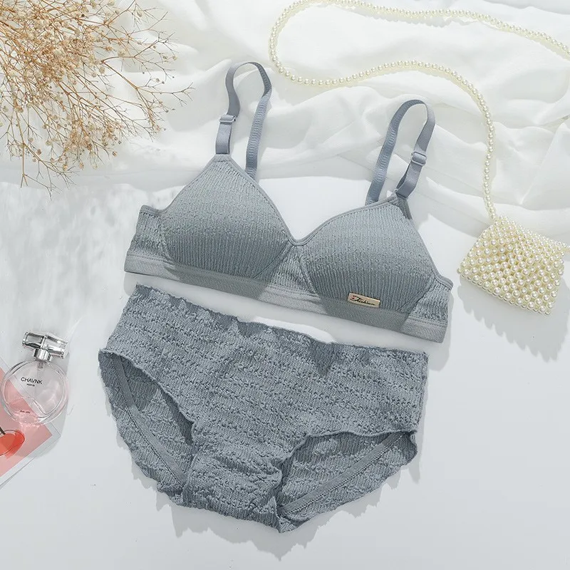 Women Bra Set Sport Lingerie Non-Wire Bralette Top Sexy Low Waist Panties Female Seamless Underwear Set Sleep Intimates