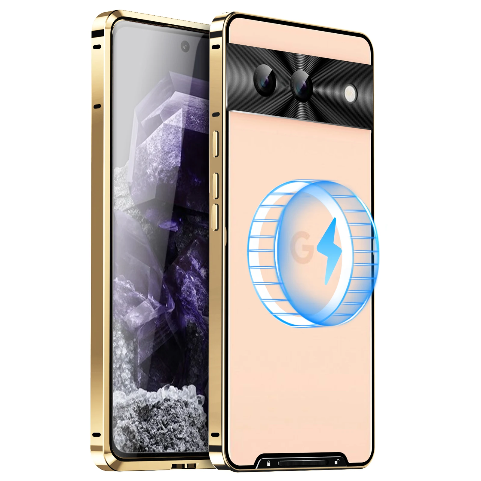 Magnetic Wireless Charging Metal Case For Google Pixel 8 Pro 8A Aluminum Alloy Frosted Cover For Google Pixel7 Pixel8Pro Pixel8A