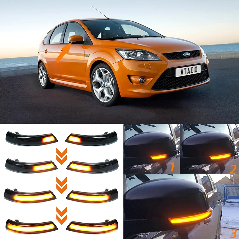 

2pcs Flowing Turn Signal Light LED Side Wing Rearview Mirror Dynamic Indicator Blinker For Ford Focus 2 3 Mk2 Mk3 Mondeo Mk4