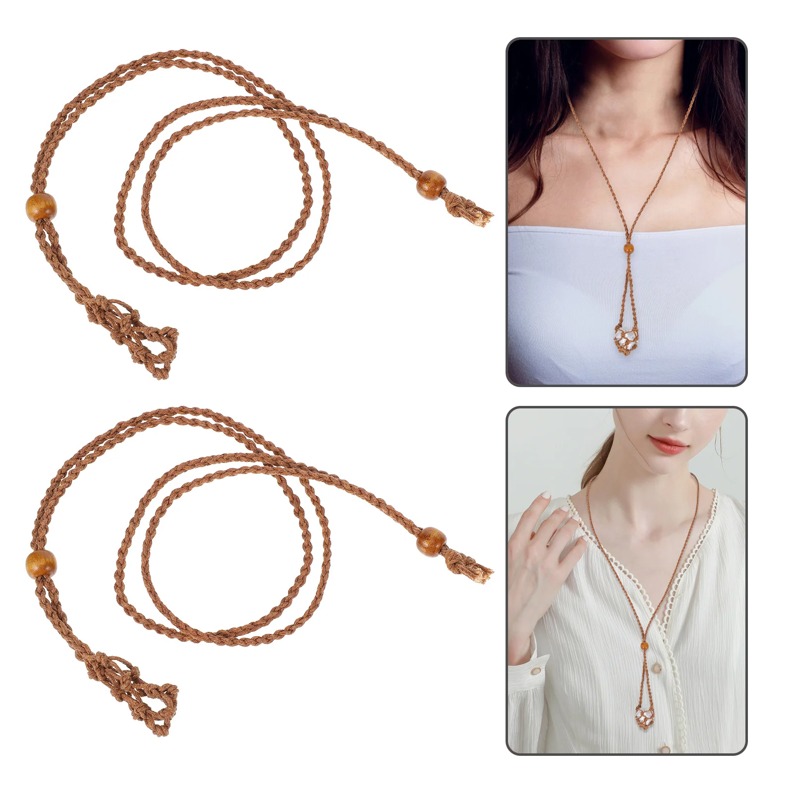 

3Pcs Braided Adjustable Hand Woven Necklace Cord Empty Stone Holder Crystal Pendant Cord Durable DIY Jewelry Making Accessories