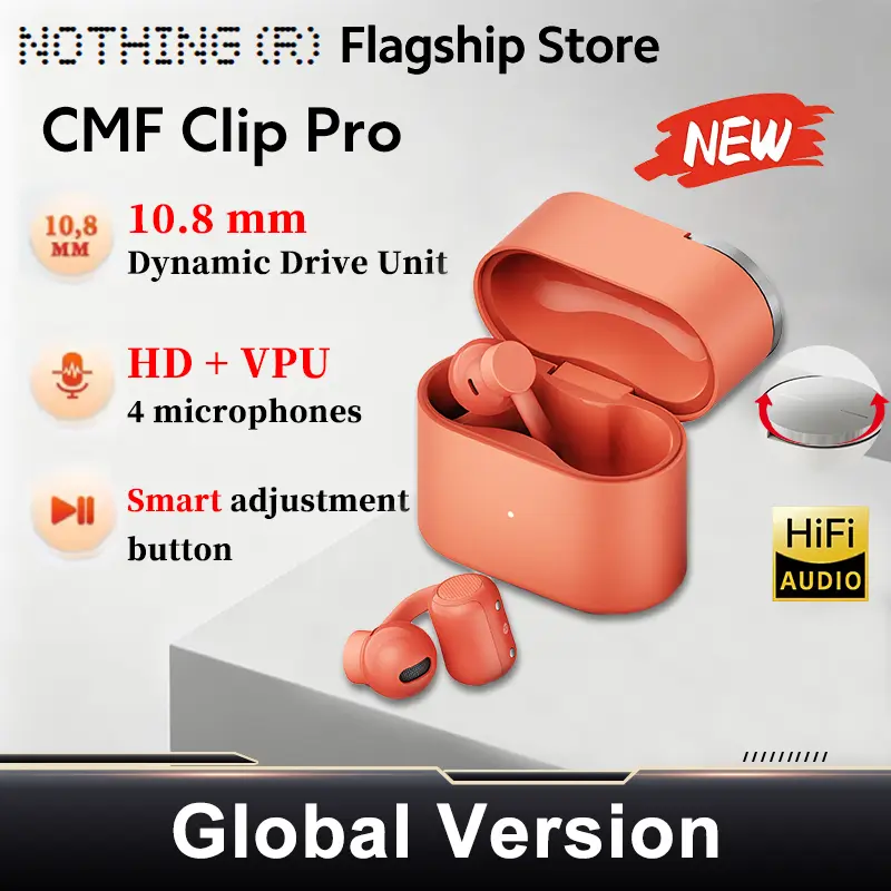 سماعات أذن مفتوحة من CMF باي ناثينج كليب برو، تثبيت على الملابس، تحكم ذكي، صوت عالي الدقة LDAC، بلوتوث 5.4، وزن 6.5 جرام، مقاومة للماء والغبار IP54