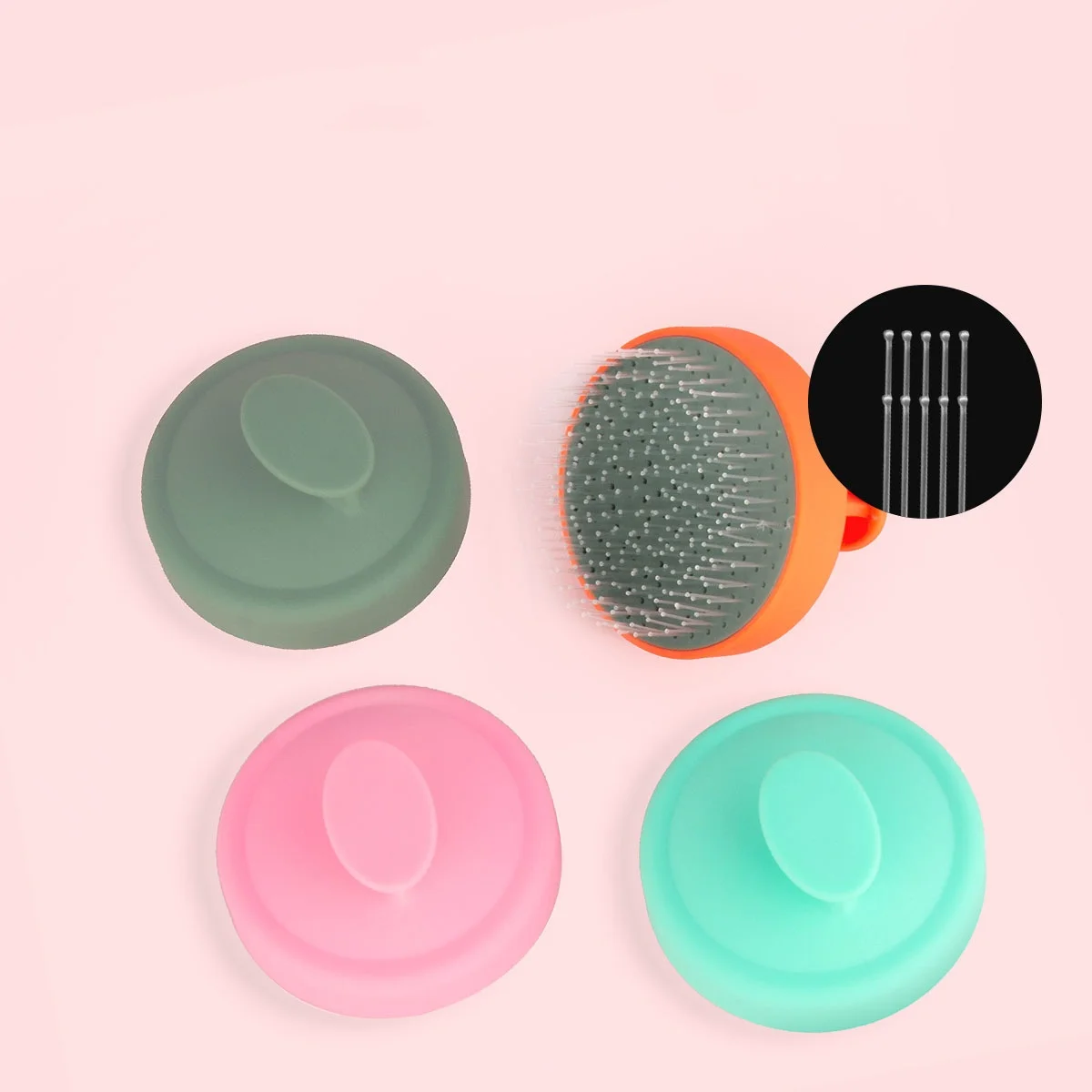 

1pc Frosted Double Shampoo Brush Scalp Meridian Massage Comb Soft Silicone Wet Dry Multi-purpose Hair Washing Brushes Exfoliator