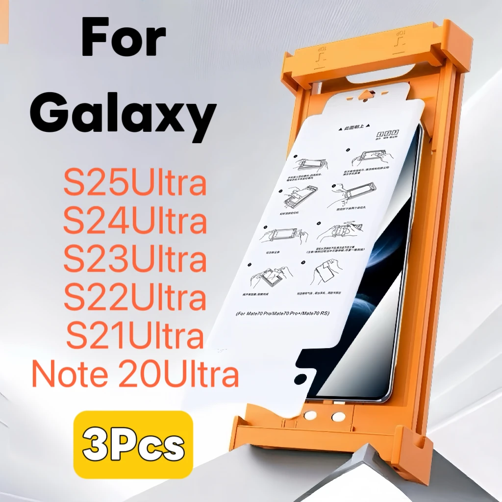 

3Pcs Ceramic Film Screen Protector For Galaxy S25 S23 Ultra S24 S22 S21 Note 20 No Dust Positioning Kit Not Tempered Glass