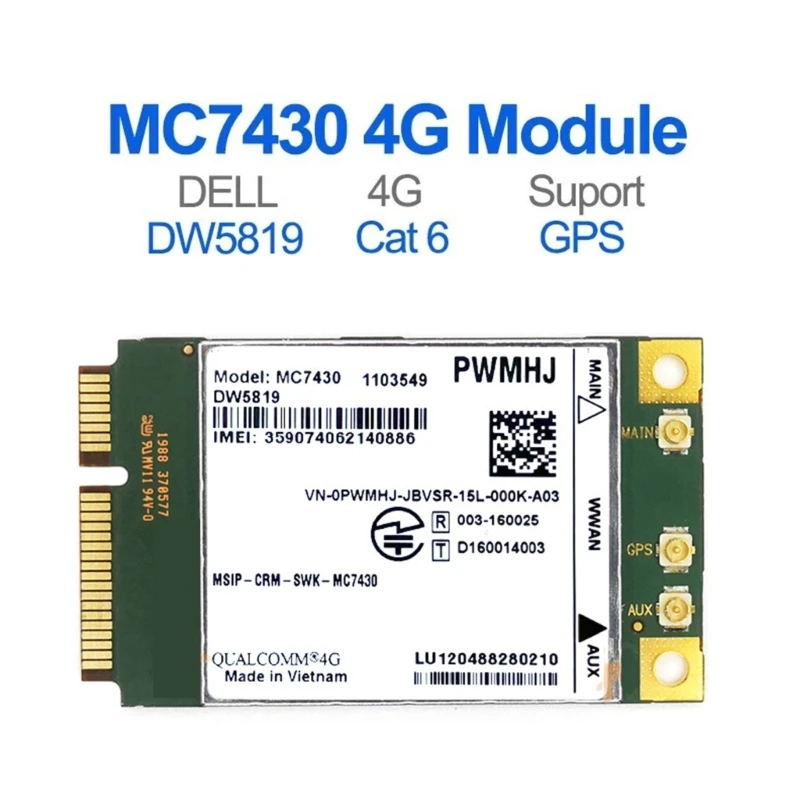 

896F MC7430 Module FDD-TDD LTE CAT6 HSPA+ GNSS WWAN Card USB3.0 MBIM interfaces PCIe Mini Card