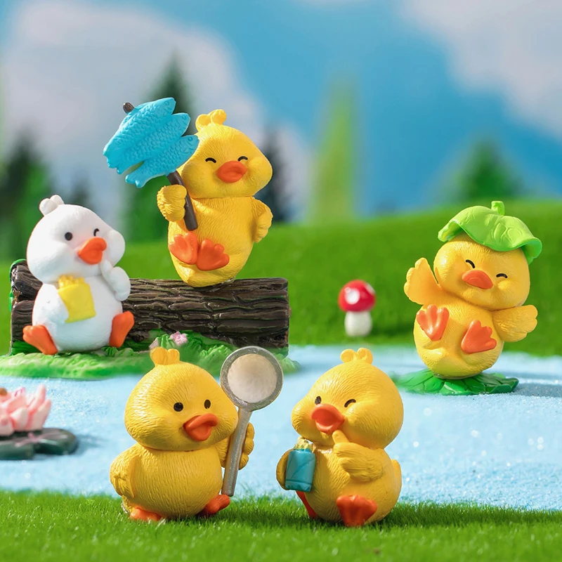 Micro Landscape Cute Little Yellow Duck Animal Figure Blind Box Gardening Landscaping Decoration Desktop Small Ornaments