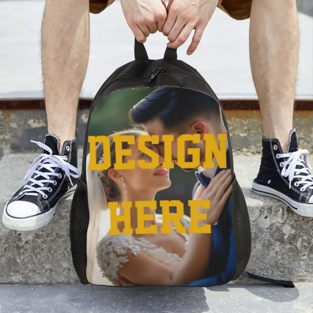 Personalized Custom Photo Print Backpack Upload Your Picture Logo Text 2D All Over Print Lightweight Laptop Backpack Book Bag