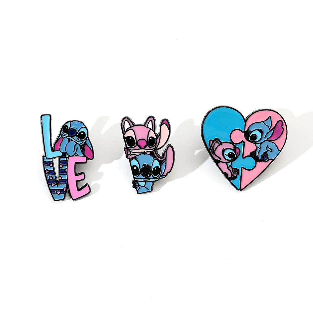 

Anime Brooch Fashion Stitch Love Couple Style Enamel Pin Metal Badge Jewelry Clothing Backpack Accessories Gift for Friends