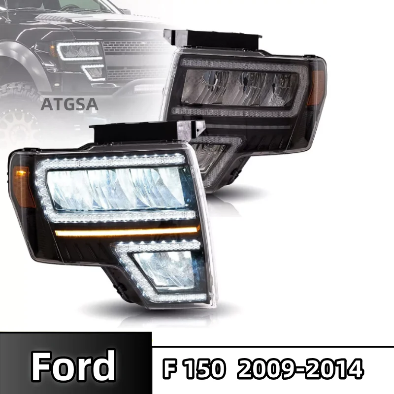 Car headlights for Ford F150 2009-2014 headlights New upgraded LED headlights non-destructive installation