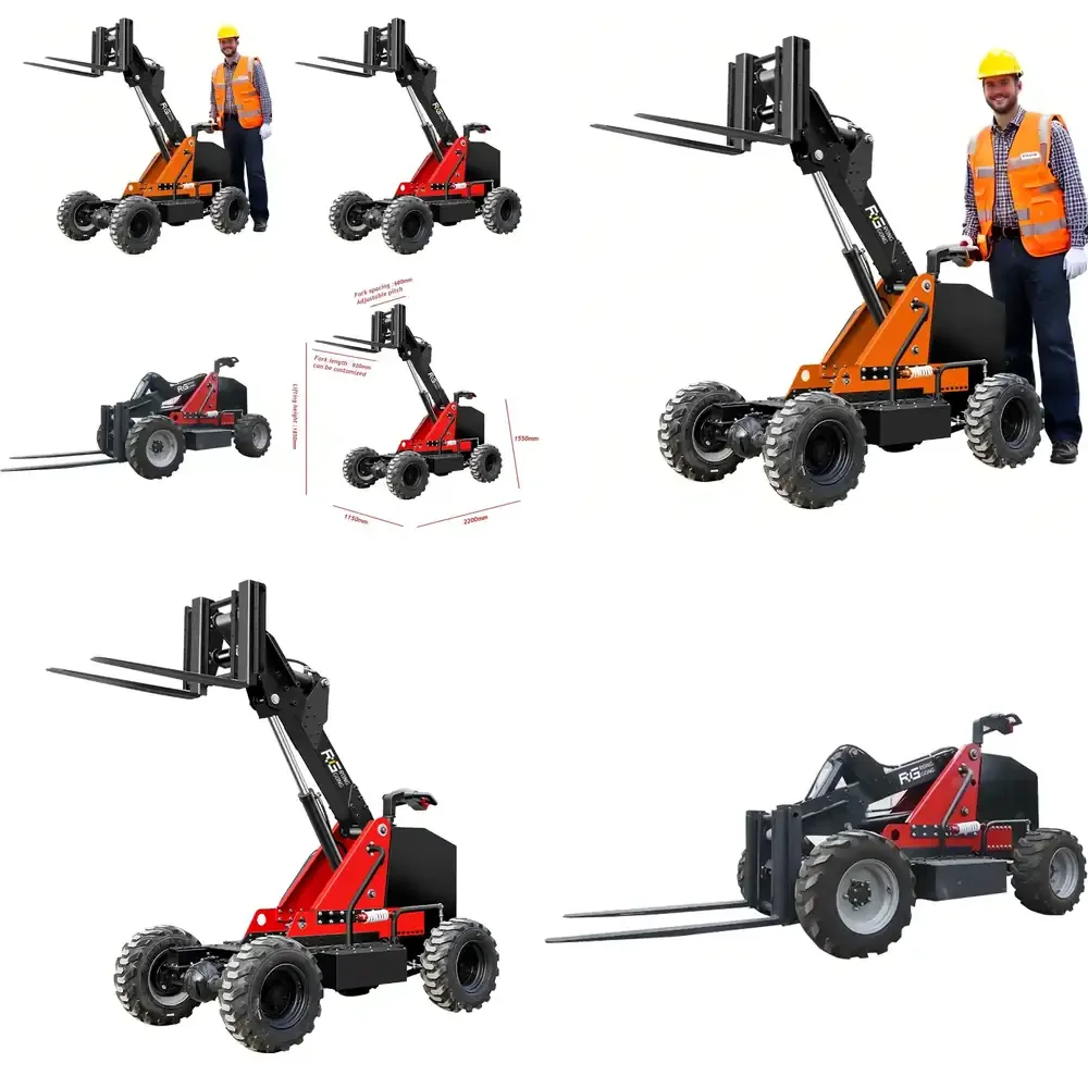 1 Ton 1.5 Tons CE 4-Wheel Drive Farm Mini Electric Forklift New Portable All Terrain Pallet Truck Remote Control Fast