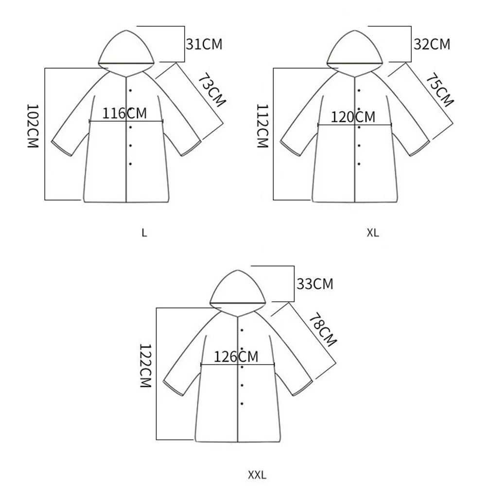 

Fashion Black Xxl Transparent Raincoat Hooded Mid-Long Lightweight Rainwear Women Windproof Waterproof for Camping Hiking