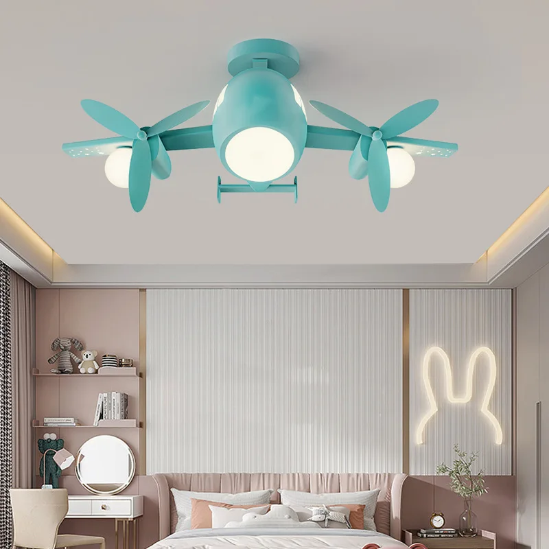 Imagem -04 - Nordic Minimalista Led Luzes de Teto para Quarto de Criança Cinza e Azul Avião Luz Bebê Quarto Decoração Lâmpadas Meninos e Meninas