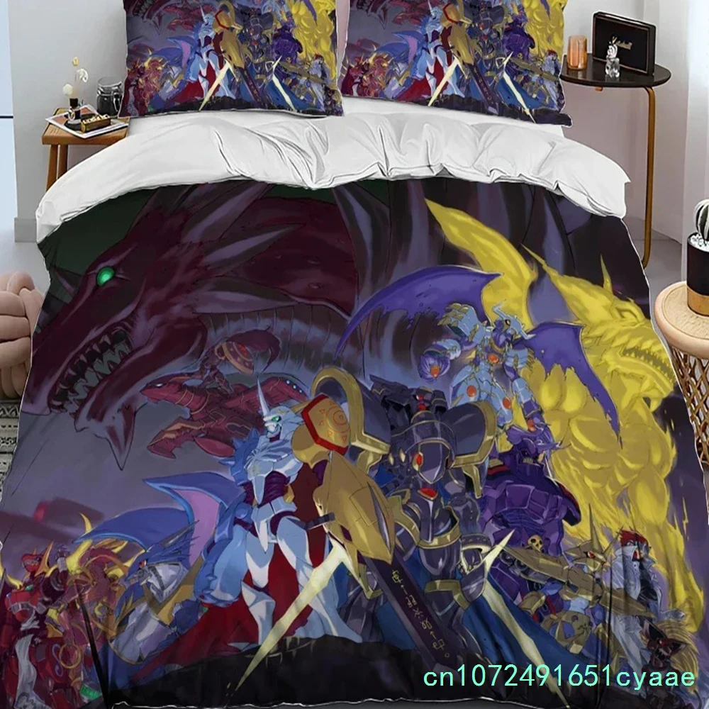 デジモンアドベンチャー-モンスターカートゥーン寝具セット-3dプリント-寝室用掛け布団カバーセット-枕カバー付き-子供用ホームテキスタイル