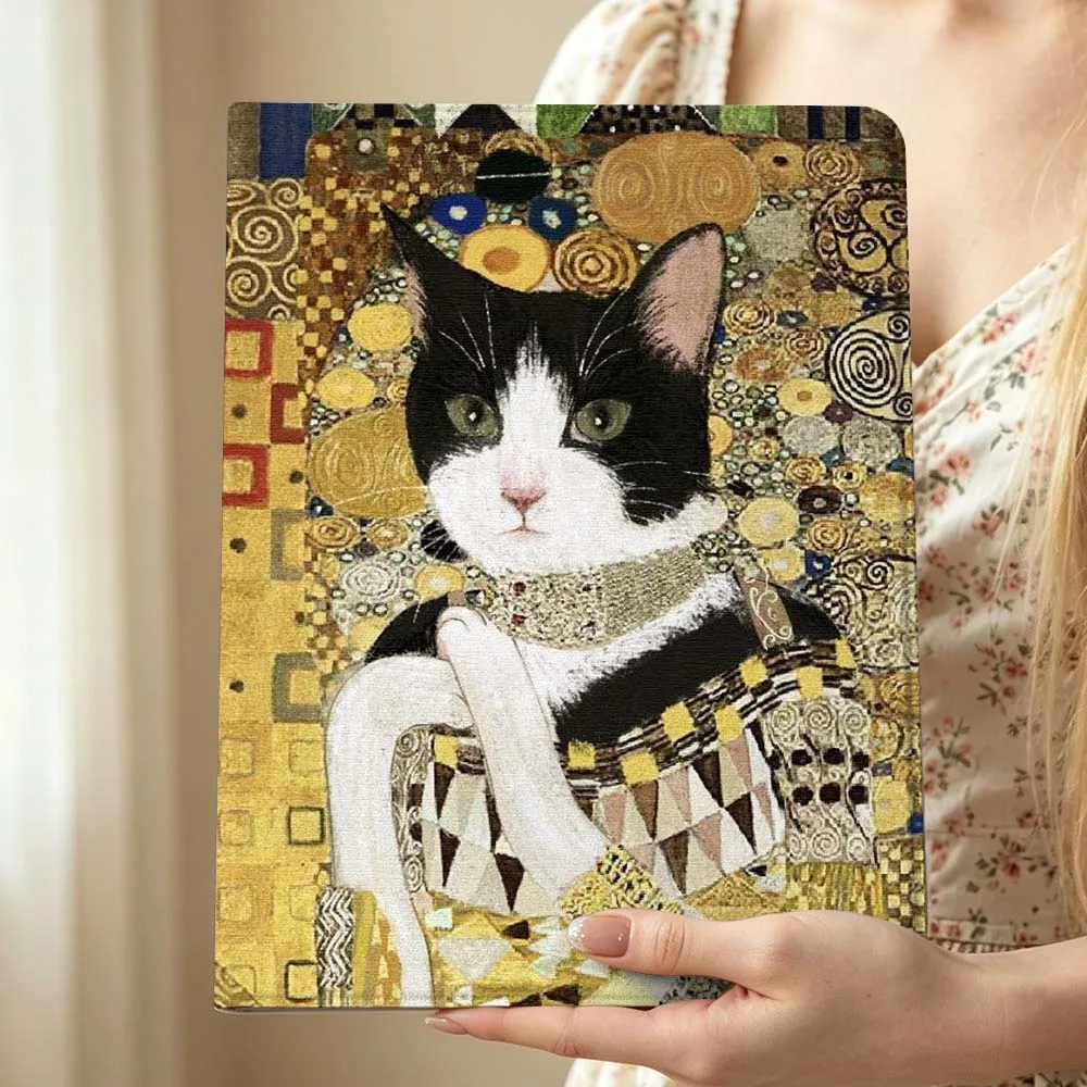 Golden Art Cat Cute Popular For Huawei MediaPad MatePad Honor Pro V6 9 V8 X9 12 X 13.3 SE 11 11.5 Inch Tablet Case