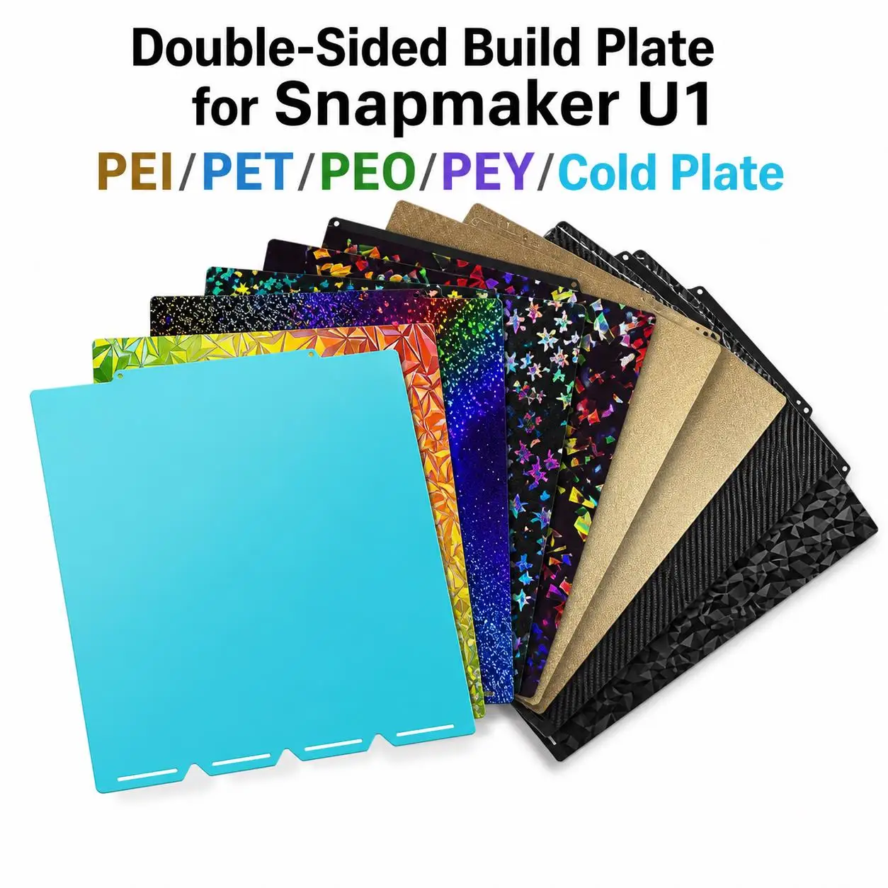 Double‑Sided Build Plate 270x270mm for Snapmaker U1 3D Printer Removable PEI PET PEO PEY Cold Magnetic Printing Surface Platform