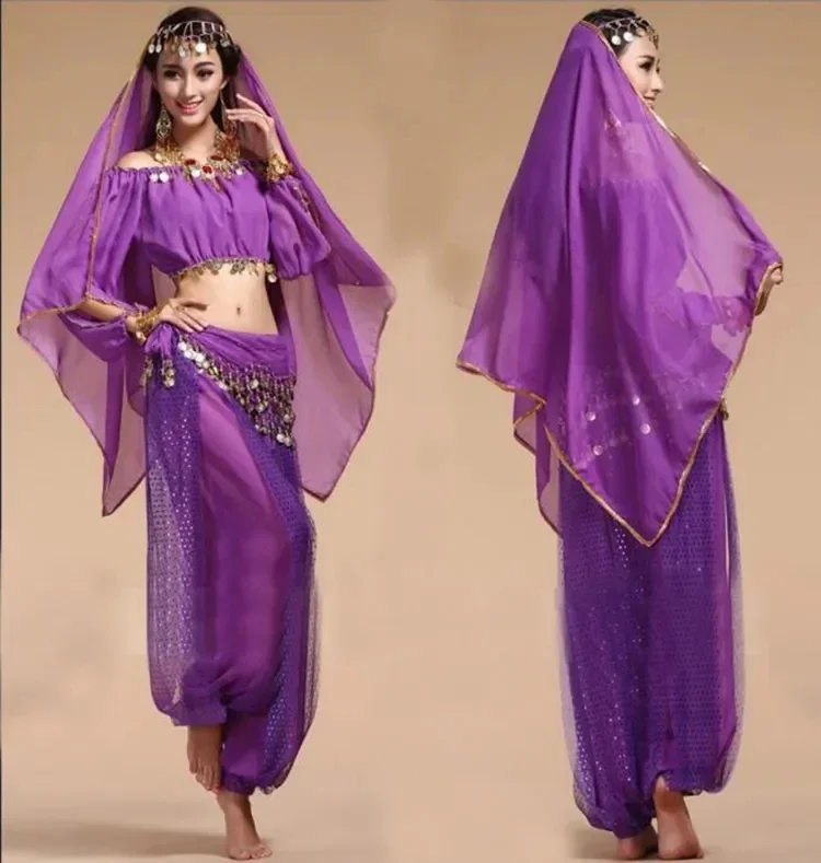 Trajes de danza del vientre orientales para mujer, trajes de danza del vientre, práctica de baile, diseño Sexy, 4 unids/set, 2023