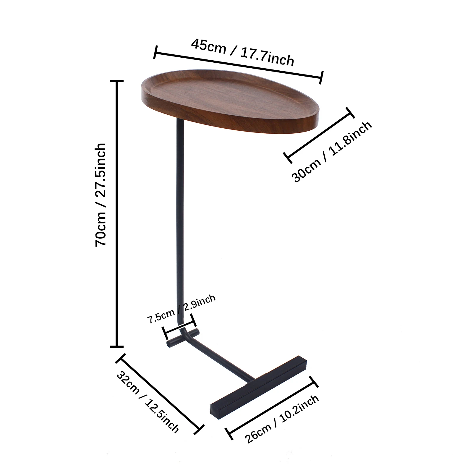 Small Sofa Side End Table C Shaped Couch Table Cute Tray Table Bedside Table Coffee Table Round 18x12inch