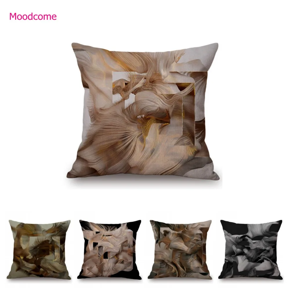 Modern Art Abstract Impressionism Flow Mindstorm Concept Art Cotton Linen Pillow Case For Sofa Home Decorative Cushion Cover