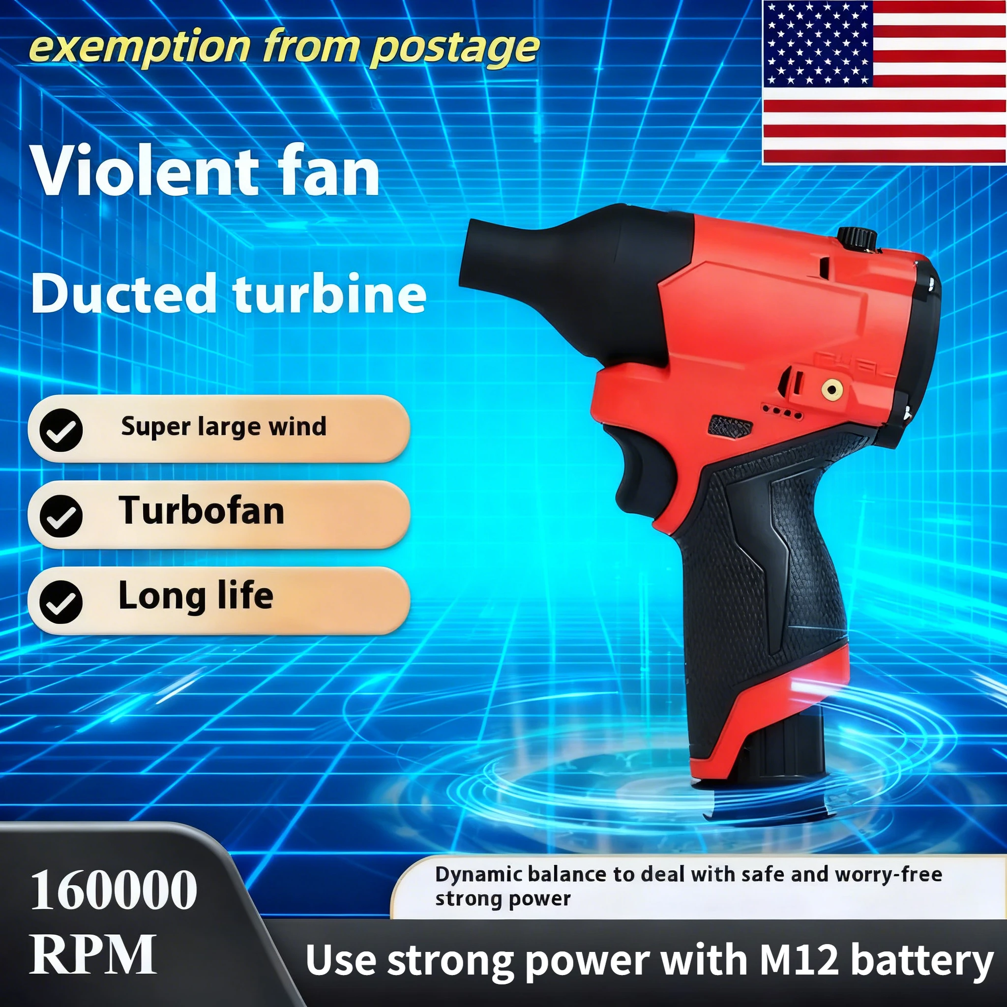 

Brushless Jet Blower for Milwaukee 12V Battery 160000RPM Control Violent Turbo Fan Electric Air Duster (No Battery)