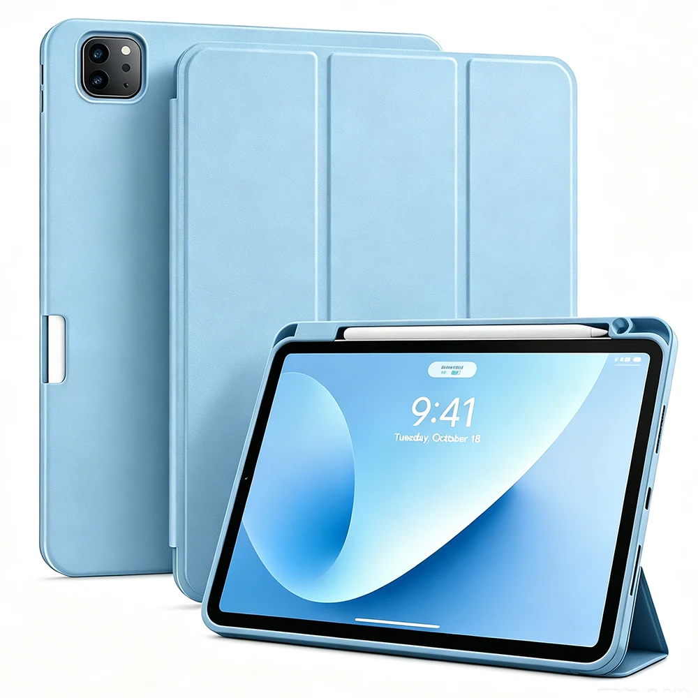 Stiftetui für Apple iPad Air Pro 10.9 11 12.9 13 M2 M3 M4 M5 2024 2025 8. 9. 10. 11. Generation, Magnetische Flip Smart Cover