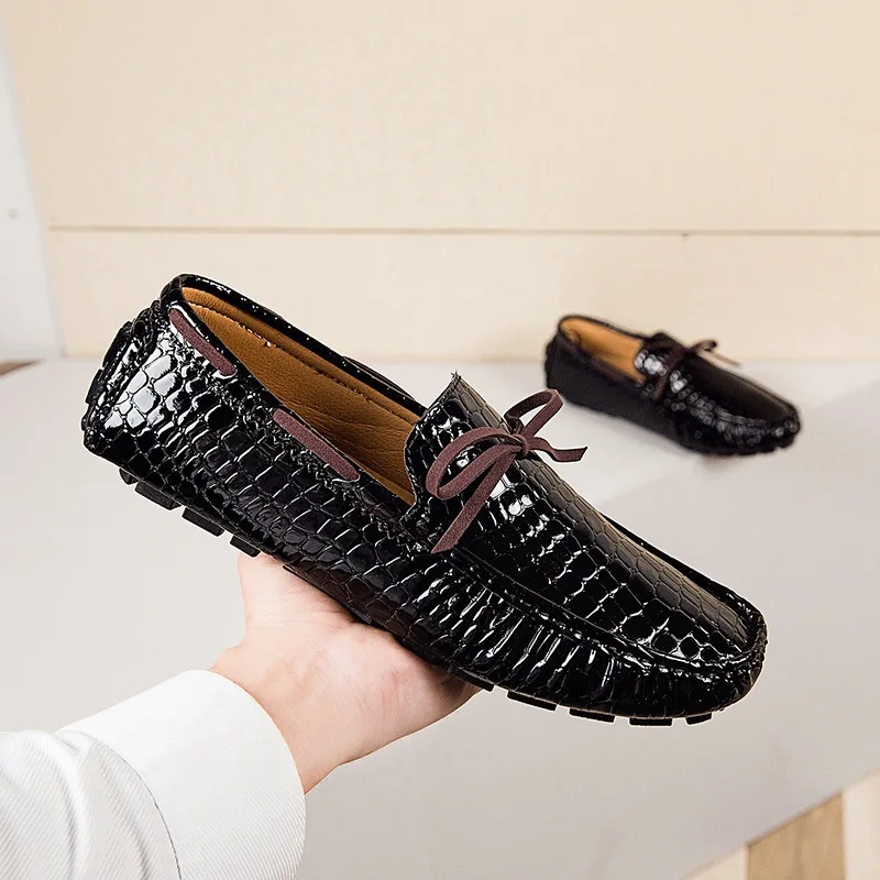 Heren Oxford Schoenen Krokodilpatroon Prints Klassieke Stijl Loafers Herenkleding Schoenen Ronde Kop Bruiloft Kantoor Leren Schoenen Mannelijk