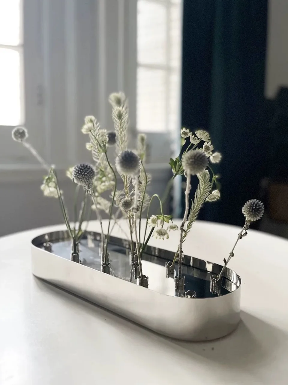 Nordic light luxury rectangular silver stainless steel flower arrangement advanced hydroponic flower arrangement decoration