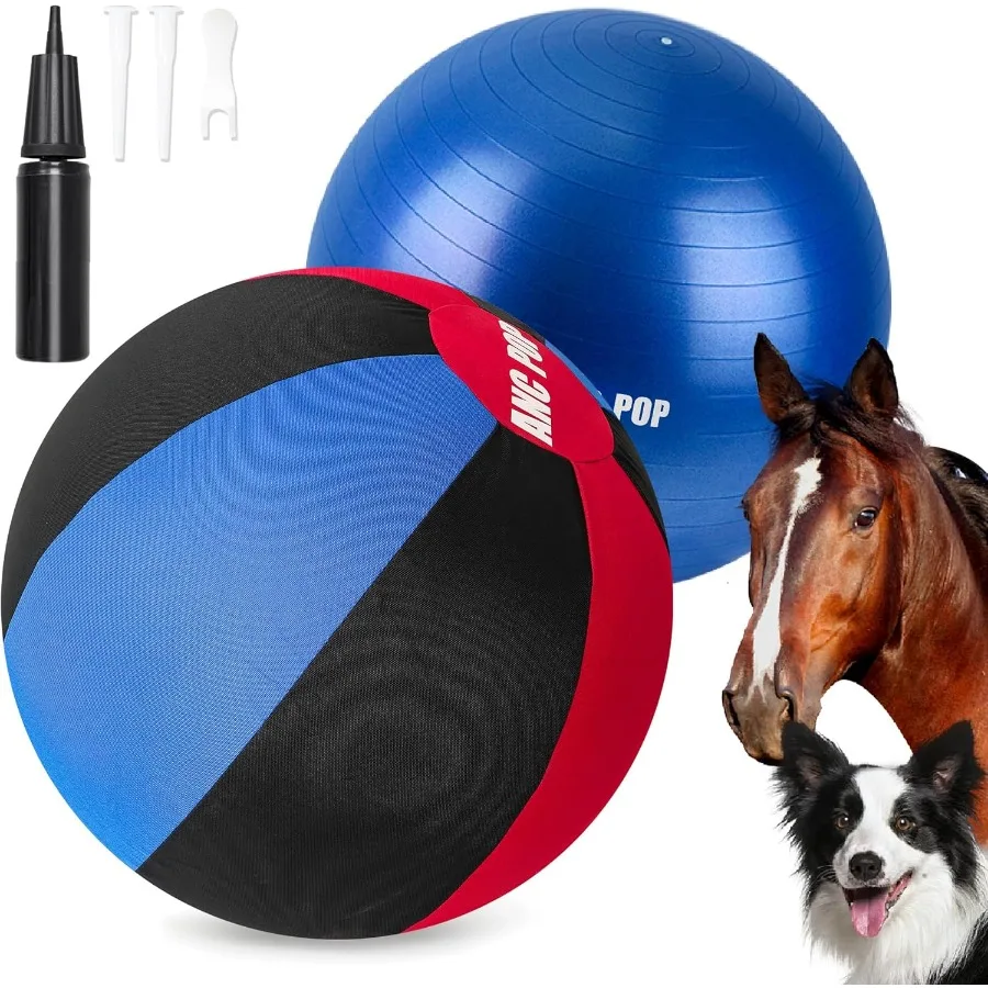 25" Horse Herding Ball with Hand Pump Red Blue Black Herding Toy for Horses