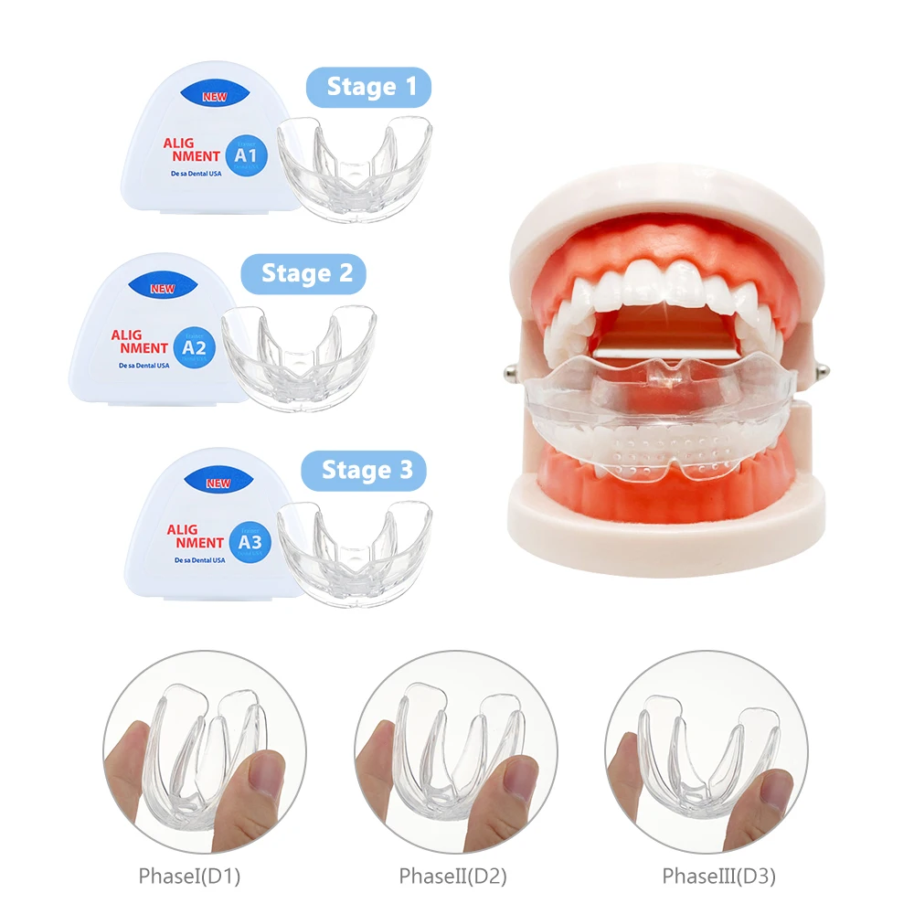 Zahn ärztliche kiefer ortho pä dische Zahnspangen Set Kind 3 Stufen Silikon Ausrichtung Trainer Zähne Halter Bruxismus Mundschutz Kinder Zähne Glätte isen – Detail 7