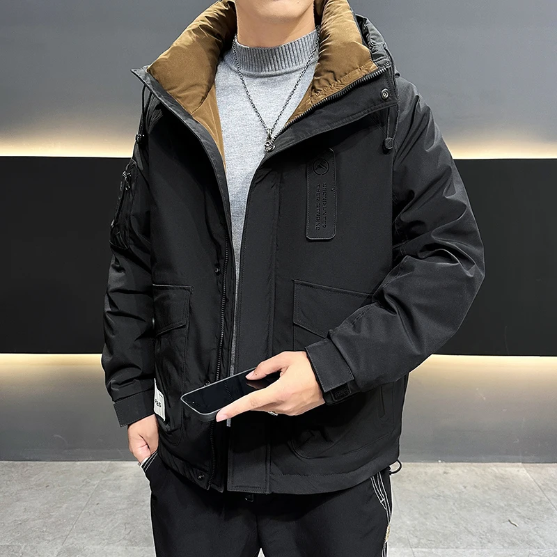 Casual Windproof Thicken Warm Hooded Duck Down Jackets 2025 Winter Men's Outdoor Wear Puffer Coats Classic Padded Tops Clothing