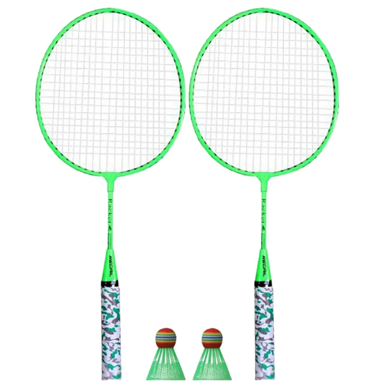 NEW-Badminton Rackets for Children,Shuttlecocks Racquet Sports Set with 2 Balls for Kids Players Indoor Outdoor Sport