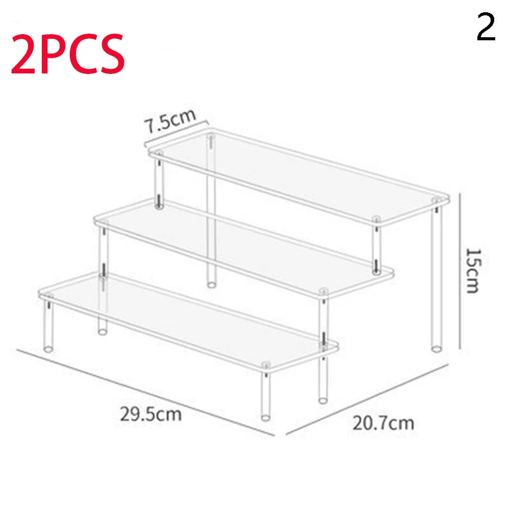 1-4 Tier Acryl Display Stand Duurzaam Display Rack Voor Cupcake Parfum Pop Transparante Trapeziumvormige Blind Box Opslag Plank