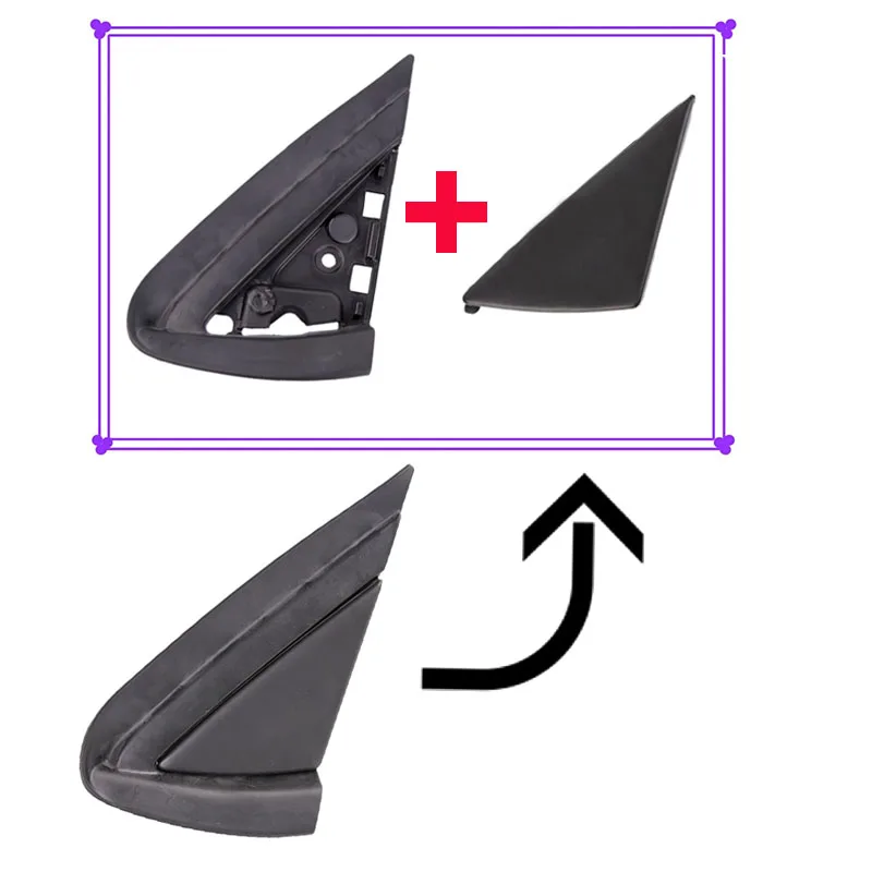 Black Front Window Triangle Plate Side Mirror Corner Triangl Garnish Cover Panel For Citroen C4 C4L 2012 2013 2014 2015