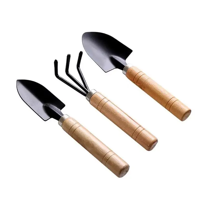 3 шт., мини-садовые инструменты, лопата, грабли, лопата, набор Erramientas Bonsai, деревянная ручка для цветов, растение в горшках, посадка цветов F2