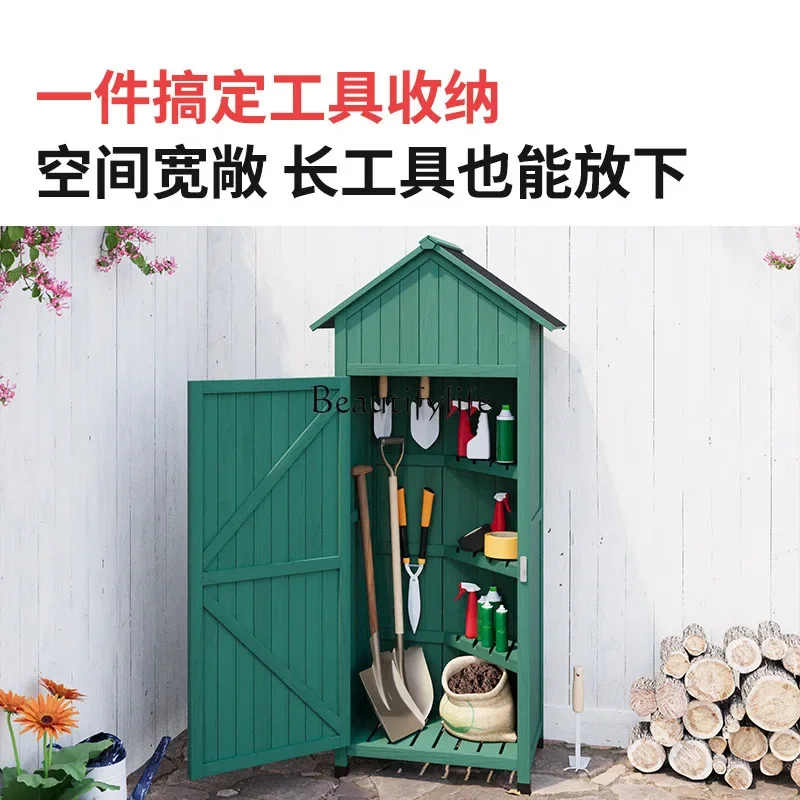 

yj19 Outdoor Storage Cabinet Courtyard Outdoor Garden Balcony Solid Wood Cleaning Cabinet