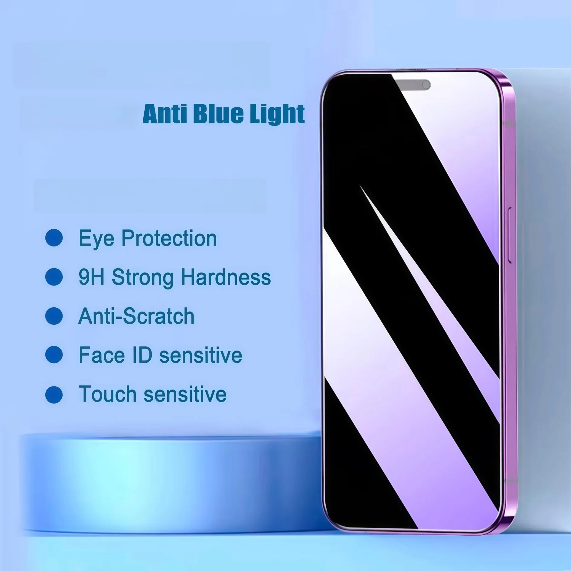 2 Pcs Anti-Blue Full Coverage Tempered Glass Phone Film For Redmi Note14/Note 13/ Note12 Pro ,Anti Blue Light Eye Protection view 3