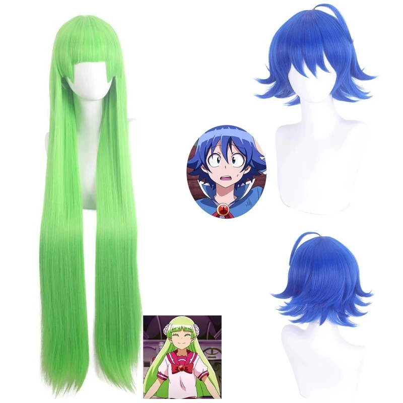 Anime Welcome To Demon School iruma-kun Valac Clara Iruma Suzuki Peluca de Cosplay verde de Halloween, pelo sintético largo y liso de 100cm