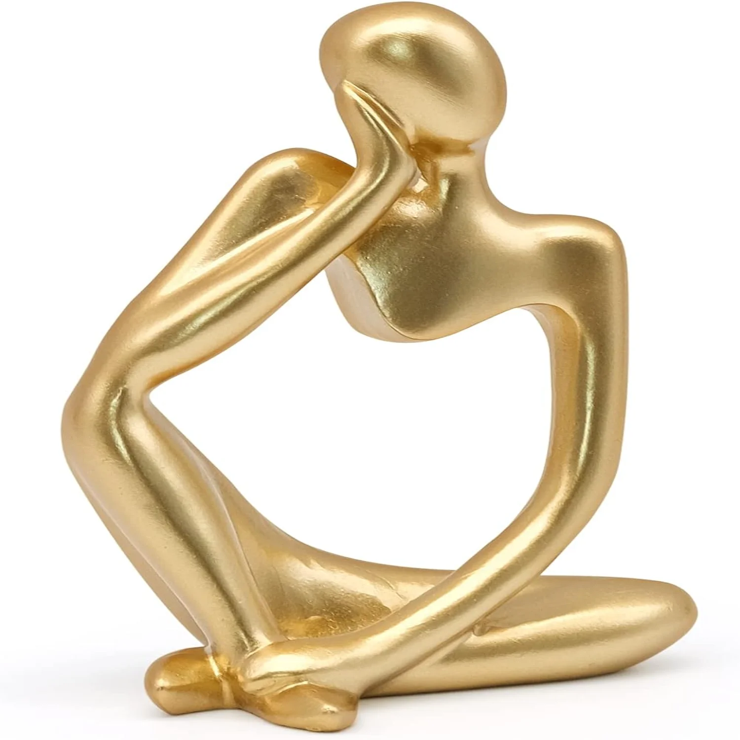 Gold Thinker Statue Decor, Modern Abstract Art Sculpture, Thinker Figurines Collectible Accents Decoration for Shelf Bookshelf O