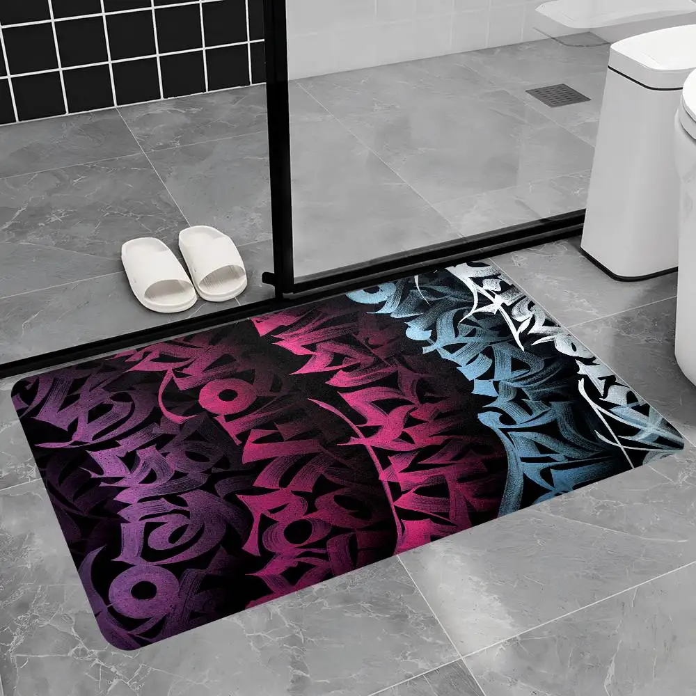 Pokras Totem Design Lampas Art Graffiti Room Mats Anti-slip Absorb Water Long Strip Cushion Bedroon Mat Household Carpets