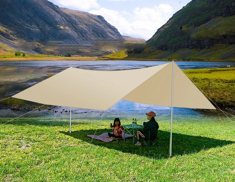 Hexagonal Black Coating Camping Tarp Tent, Portable Waterproof Sun Shelter, Rainproof Sunshade Canopy for Outdoor Camping