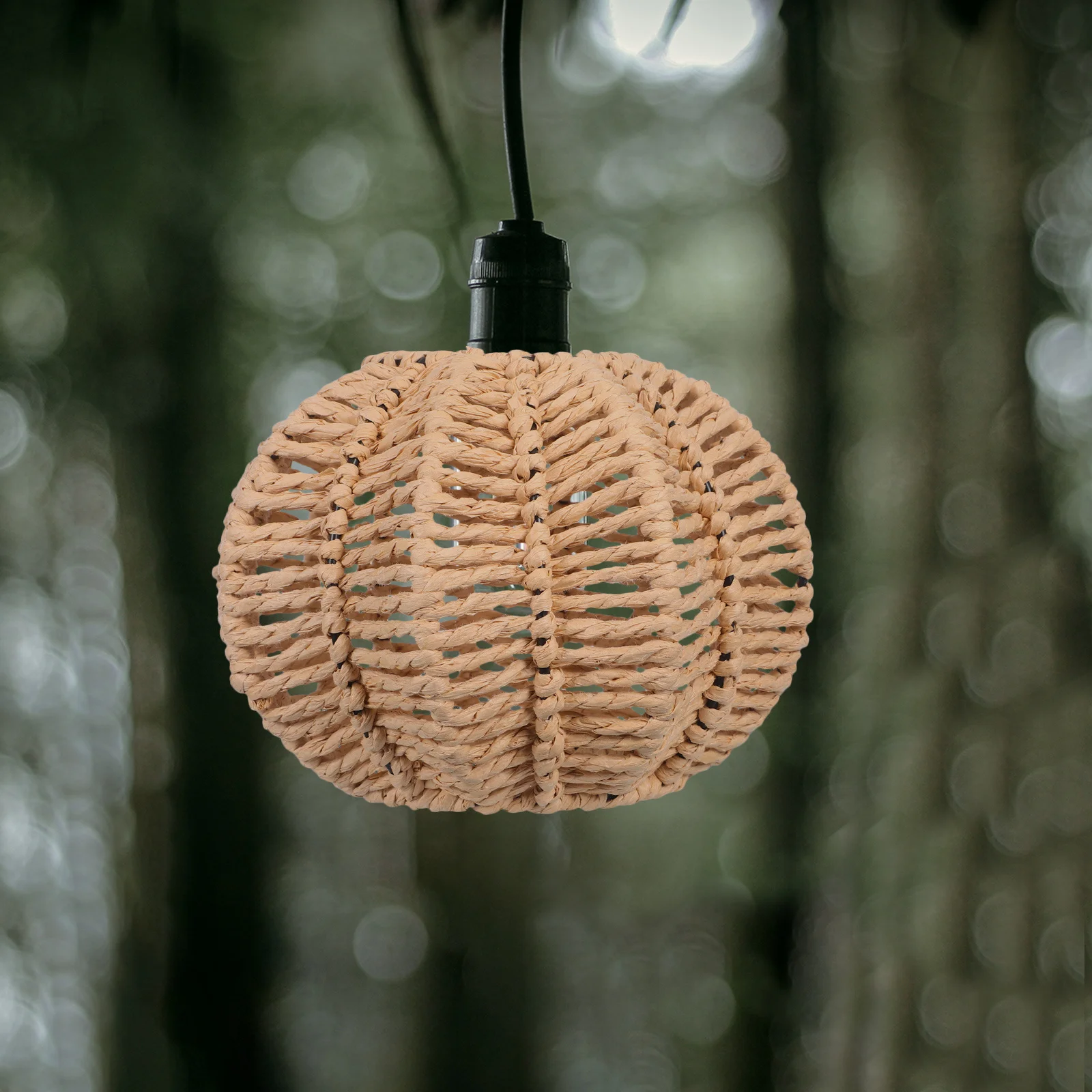 

Woven Pumpkin Lampshade Rustic Boho Handwoven Pendant Light Shade Decorative Ceiling Light Cover Pumpkin Shape 4.2cm Hole