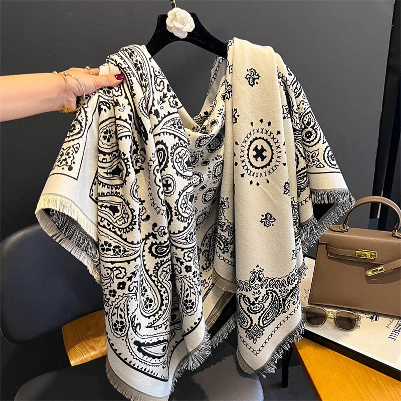 

Luxury Brand Cashmere Women Paisley Scarf Winter Warm Shawl and Wrap Bandana Pashmina Female Foulard Square Thick Blanket Poncho