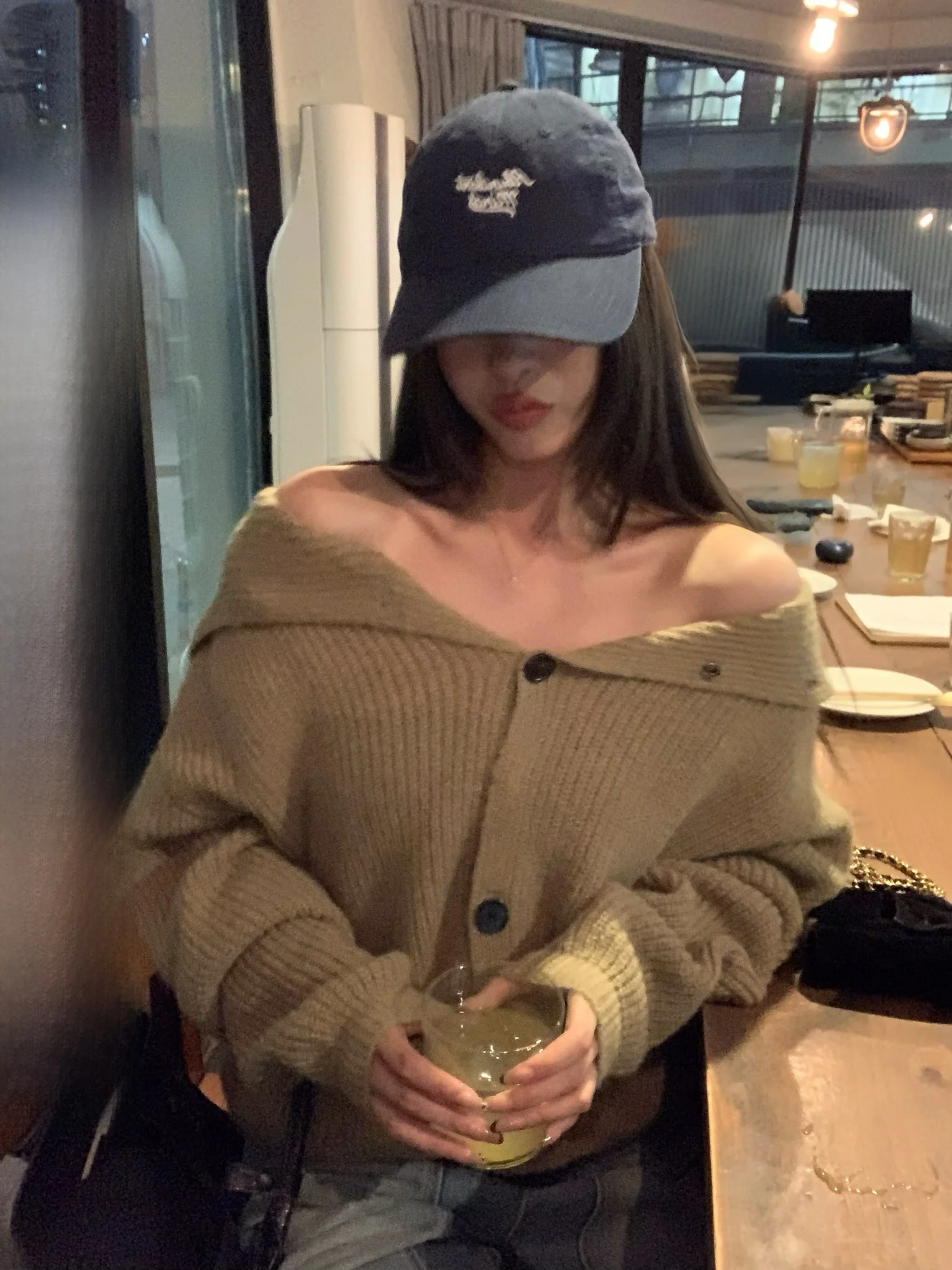 

Шерстяной кардиган с высоким воротником, повседневный, универсальный, осенне-зимний, вязаный, для женщин, свободный крой, длинный рукав, на пуговицах